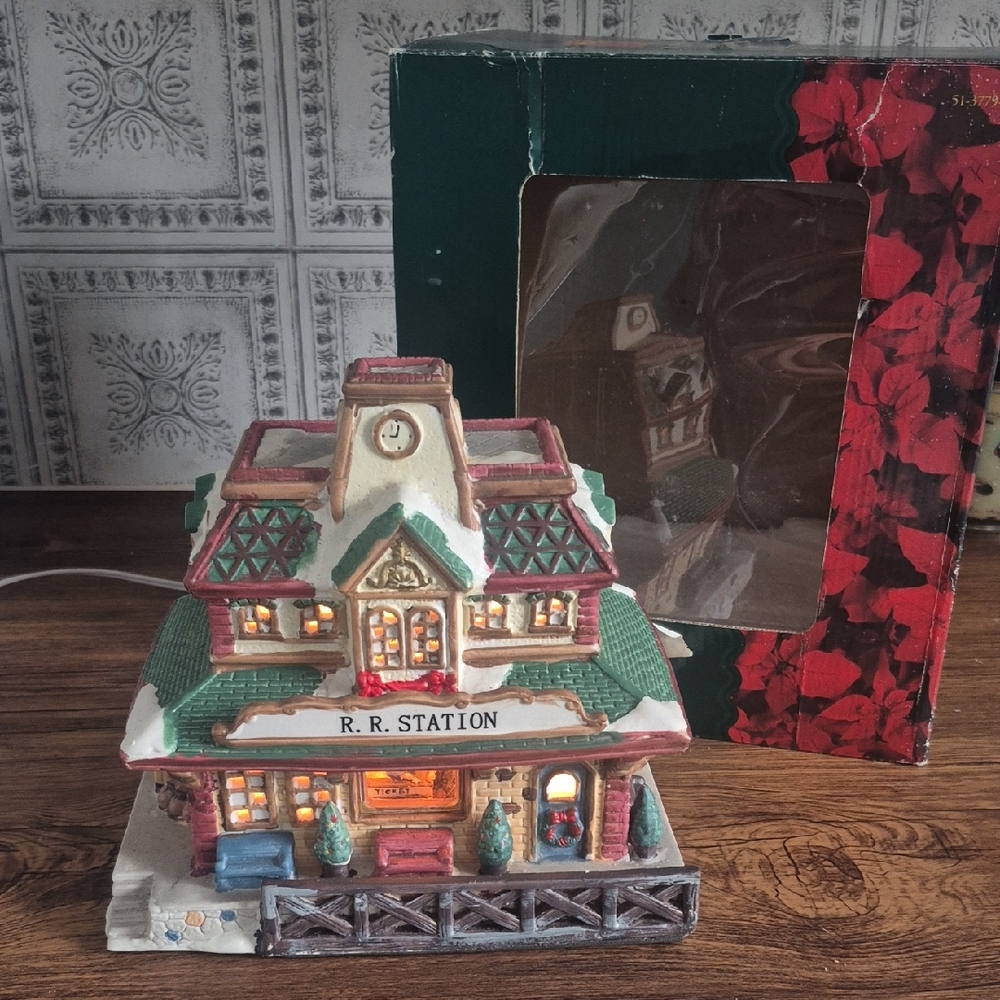 Vintage Holiday Collection Train Station For Christmas Village